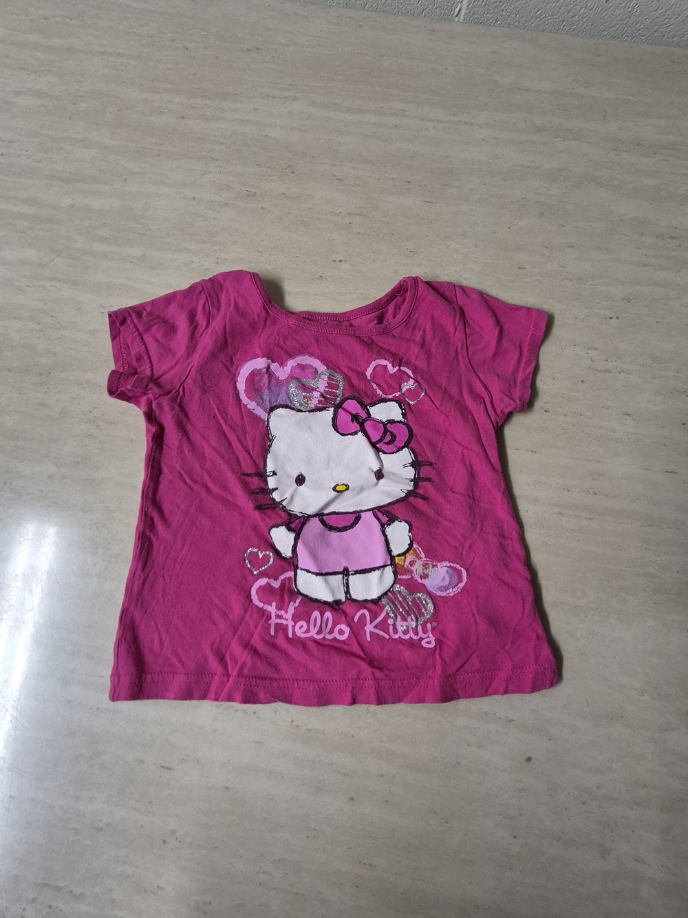 Hello Kitty Hot Pink Short Sleeve Tee with Front Character Print